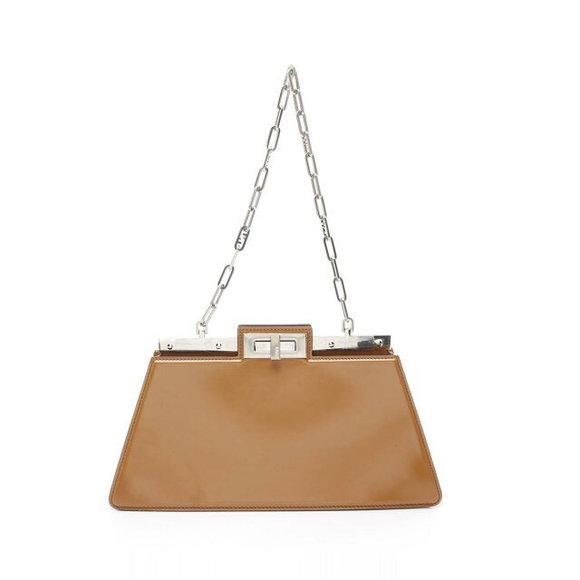 FENDI Peekaboo Shoulder Bag Brown Leather - Picture 1 of 7